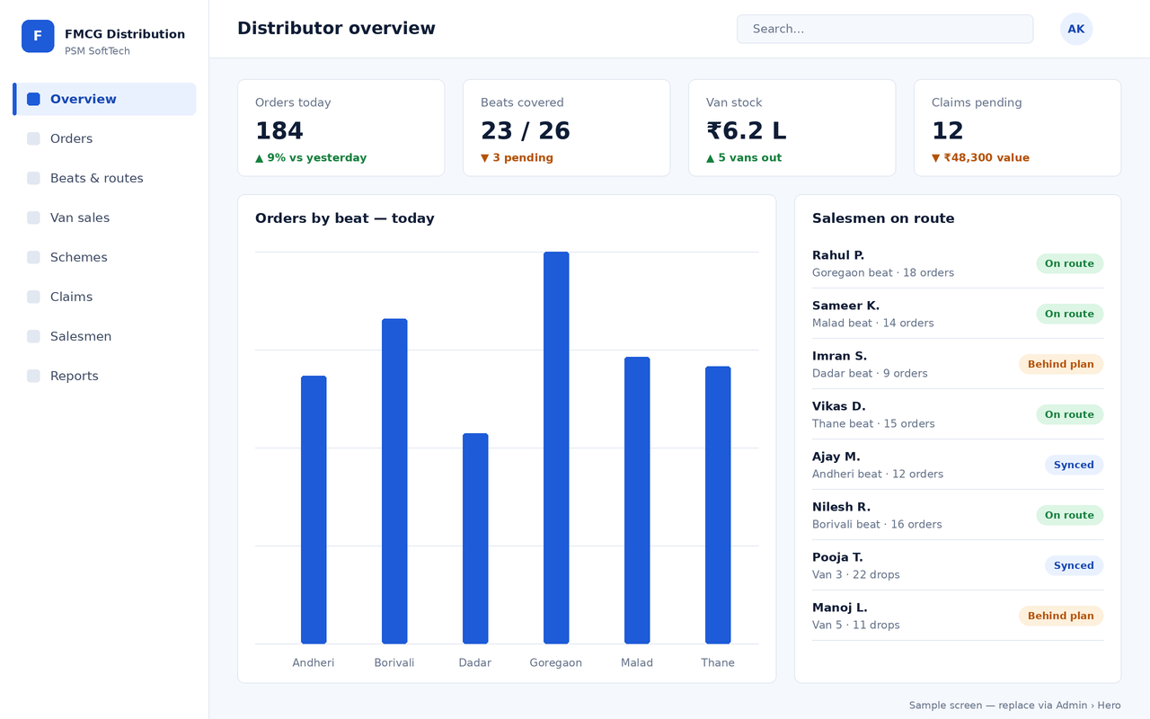 FMCG Distribution Software screen